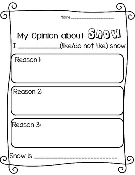 Preview of Snow Opinion Writing