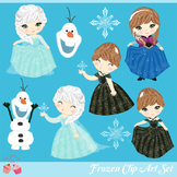 Snow Princess Frozen Princesses Clipart Set