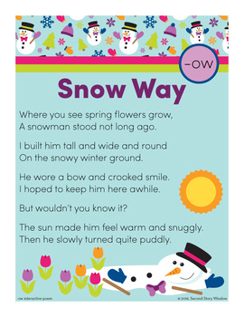 Snow Way - ow Word Family Poem of the Week - Long Vowel O Fluency Poem