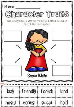 english 2 grade for students Word Snow & Activities Wall Character Trait by Cards White