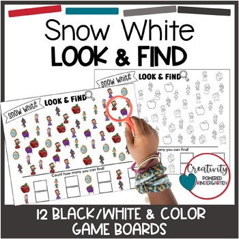 Preview of Snow White Look and Find Game I Spy Fairy Tales Activity Math Game