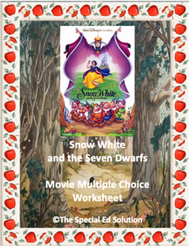 Preview of Snow White and the Seven Dwarfs Multiple Choice Movie Worksheet
