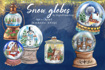 Preview of Snow globe clipart, snow balls clip art, Christmas balls
