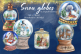 Snow globe clipart, snow balls clip art, Christmas balls