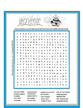 Preview of Snow Nor'easter Word Search