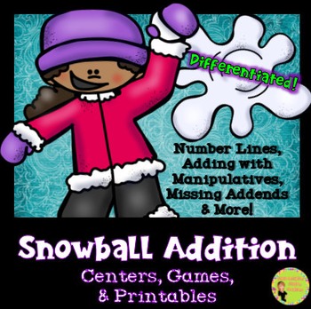 Preview of Addition, Number Lines, Missing Addends: Snowball Addition