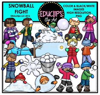 Preview of Snowball Fight Clip Art Bundle {Educlips Clipart}
