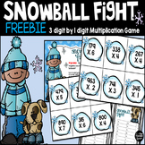 Snowball Fight 3 digit by 1 digit Multiplication Game Freebie