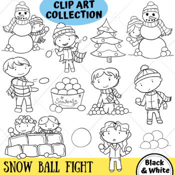 Snowball Fight Clipart Black And White School