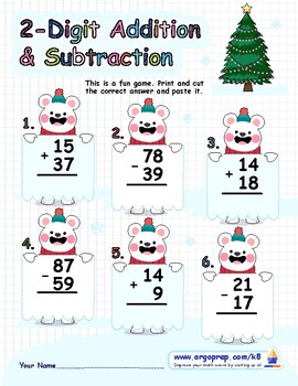 Snowball Scoot 2 Digit Addition and Subtraction by ArgoPrep | TPT