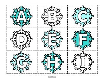 snowflake alphabet matching cards by wee citizens learning tpt