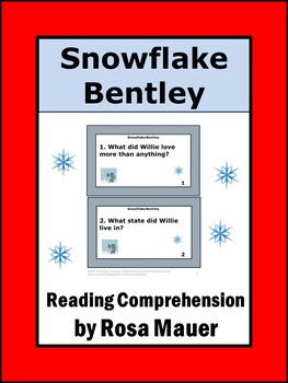 Preview of Snowflake Bentley Comprehension Questions Task Cards & Worksheet