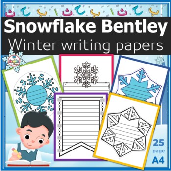 Preview of Snowflake Bentley winter writing papers {Winter Coloring Pages}