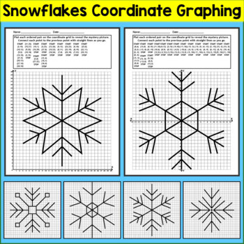 Preview of Snowflake Coordinate Graphing Pictures - Winter Math Activities