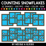 Winter Snowflake Counting Clipart + FREE Blacklines - Comm
