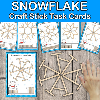 Preview of Snowflake Craft Stick Task Cards | STEM Challenge 