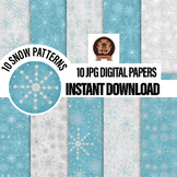 Snowflake Digital Paper - Winter Backgrounds for Holiday Designs