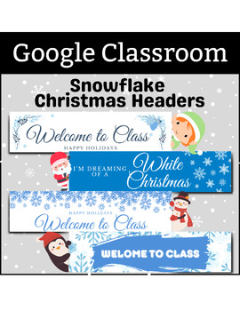 Preview of December Google Classroom Header Banner Christmas, Winter Snow Digital Resource