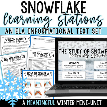 Preview of Snowflake Bentley Winter Reading Passages & Winter Activities Middle School ELA