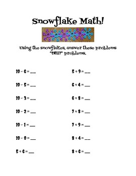 Snowflake Math Worksheet by Kaiti #39 s Kreations Teachers Pay Teachers