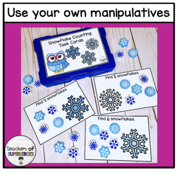Snowflake Mini Eraser Counting 1-20 Task Cards (Winter Math Center)