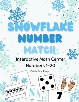 Preview of Snowflake Number Match | Number Cards 1-20 | Math Center