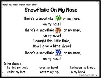 Snowflake On My Nose (A Pocket Chart Activity) by Judy Tedards | TpT