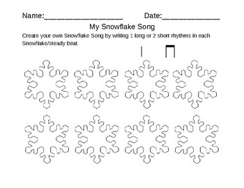 Preview of Snowflake Rhythm Composition Worksheet