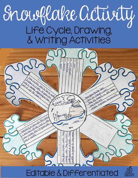 Preview of Snowflake Science Activity with Snow Life Cycle, Craft, and Writing Activity.