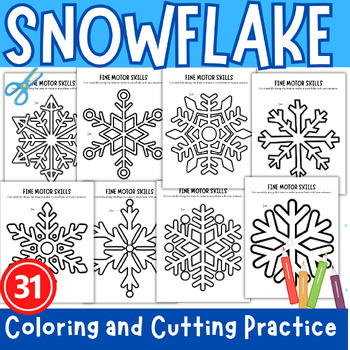 Preview of Snowflake : Scissor Skills Cutting Practice - Winter Fine Motor Templates