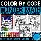 Winter Math Activity Color By Number Code Addition Subtrac