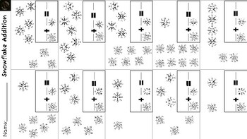 Snowflake Winter Addition Worksheet Numbers to 10 Composing Equation