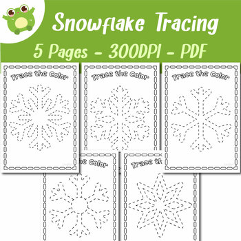 Snowflake Winter Coloring Tracing Activity 5 Printable Worksheets