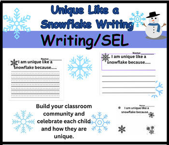 Preview of Unique Like a Snowflake Writing | Social Emotional Learning