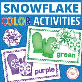 Preview of Snowflakes Activities Sorting by Color and Size - Preschool Winter Activities