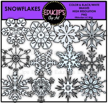 Preview of Snowflakes Selection Clip Art Bundle {Educlips Clipart}