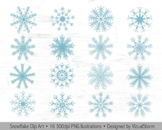 Snowflakes Clip Art - Digital Snowflake Graphics