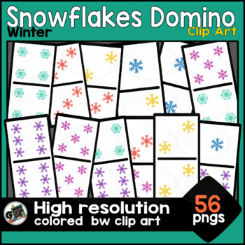 Preview of Snowflakes Domino Cards Counting Color Math Game Winter Clip Art