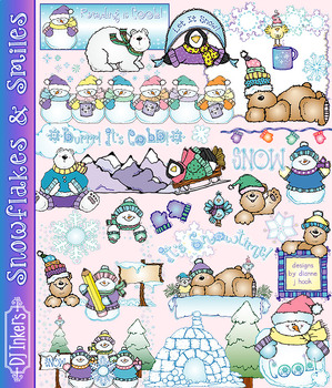 Preview of Snowflakes and Smiles - Snowman Clip Art and Winter Fun by DJ Inkers