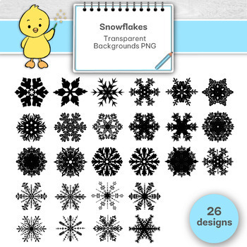 Preview of Snowflakes png and winter clipart: snowflakes clipart, snowflakes patterns