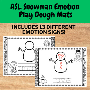 Preview of Snowman ASL Emotion PlayDough Mats - Christmas ASL practice