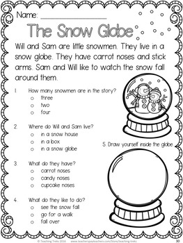 Snowman Activities: Snowmen Reading Comprehension Worksheets by