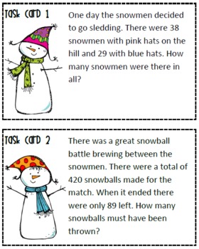 Snowman Addition & Subtraction Unit: Double Digit and Triple Digit ...