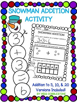 Preview of Snowman Addition Winter Math Craft (Pre-K, Kindergarten, First Grade)