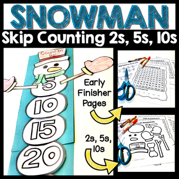 Preview of Winter Bulletin Board | Skip Counting by 2s, 5s, & 10s | Snowman Craft Activity