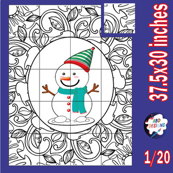 Preview of Snowman Bulletin board Crafts - Winter Time Collaborative Poster coloring.