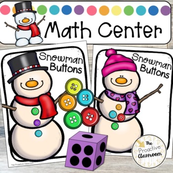 Preview of Snowman Button Counting Game | Math Center | Preschool | Kindergarten | Winter