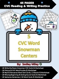 CVC Word Phonics Literacy Centers:  Snowman Theme