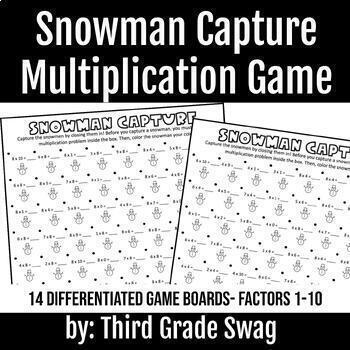 Preview of Snowman Capture | Multiplication Game