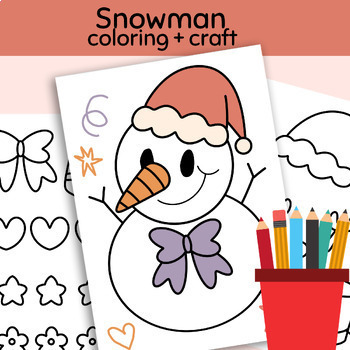 Snowman Christmas craft coloring page,ornament templates,Week Activity ...